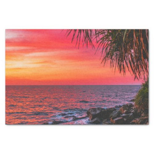 Amazing Tropical Ocean Palm Sunset Dream Tissue Paper