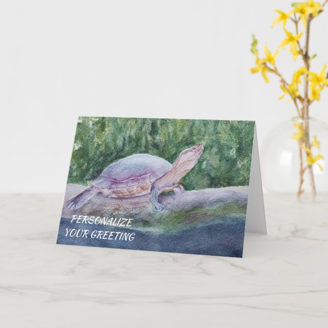 Amazing Tropical Turtle Customizable Card (Yellow Flower)