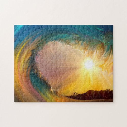 Amazing tropical wave at sunset jigsaw puzzle