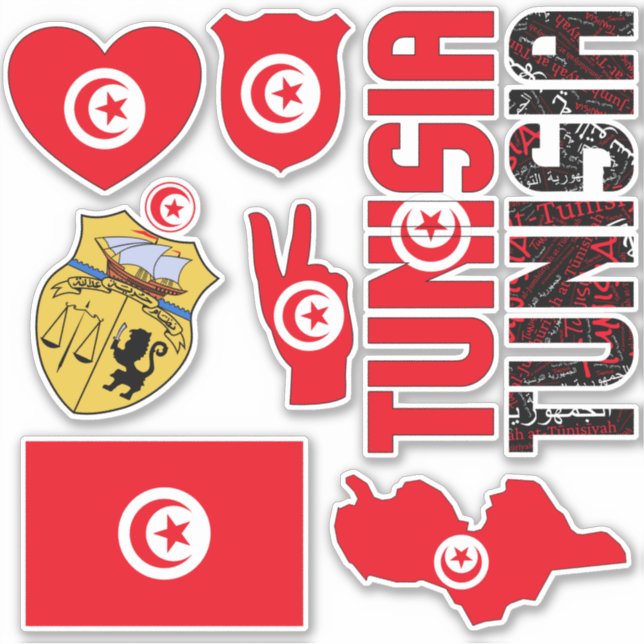 Amazing Tunisia Shapes National Symbols Sticker (Front)