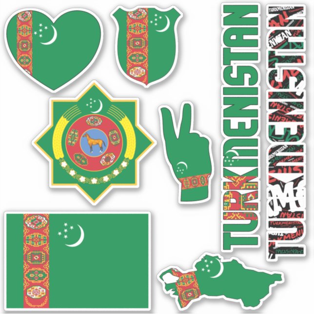 Amazing Turkmenistan Shapes National Symbols Sticker (Front)