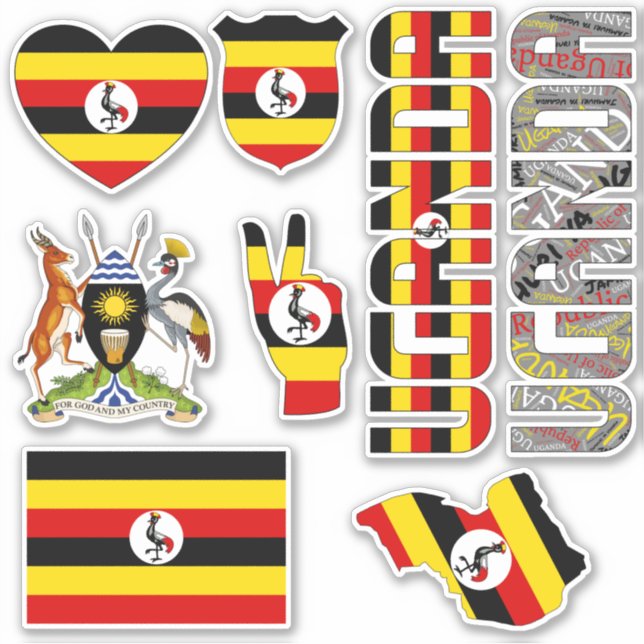 Amazing Uganda Shapes National Symbols Sticker (Front)