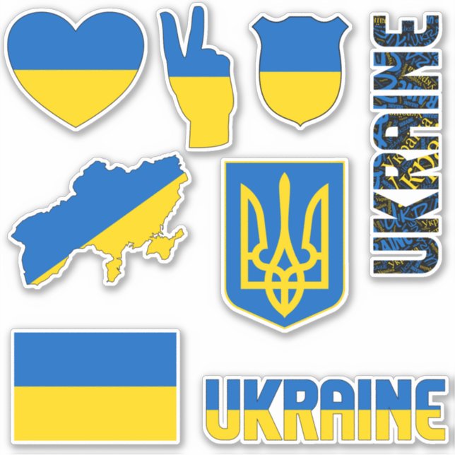 Amazing Ukraine Shapes National Symbols Sticker (Front)