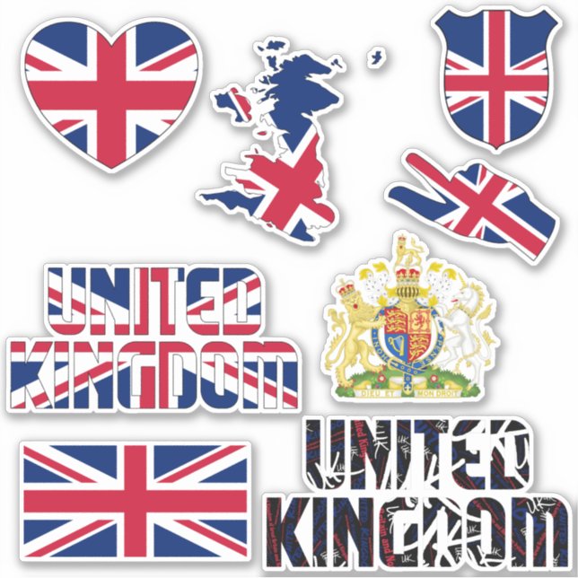 Amazing United Kingdom Shapes National Symbols Sticker (Front)