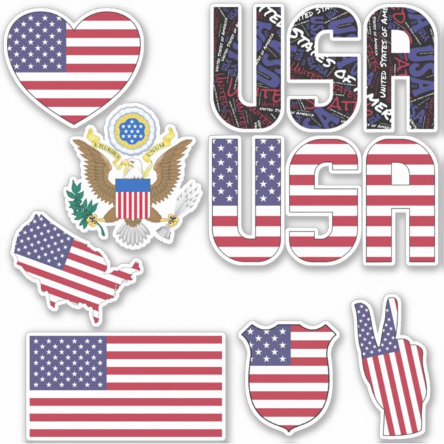 Amazing United States Shapes National Symbols Sticker (Front)