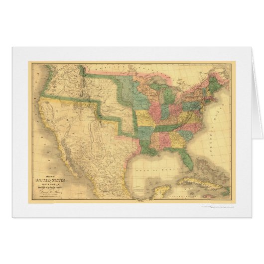 Amazing US America Map 1839 Cards (Front Horizontal)