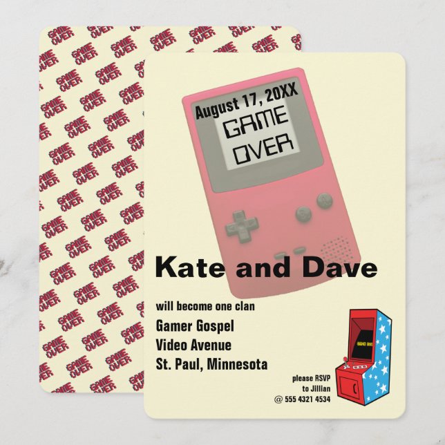 Amazing Video Gamer Wedding Fun Invitation (Front/Back)