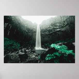 Amazing view of Svartifoss waterfall. Scenic image Poster