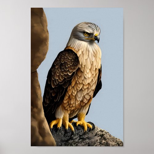 Amazing watercolor painting of Bonellis eagle Poster