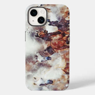 Amazing white and bay horses in a gallop Case-Mate iPhone 14 case