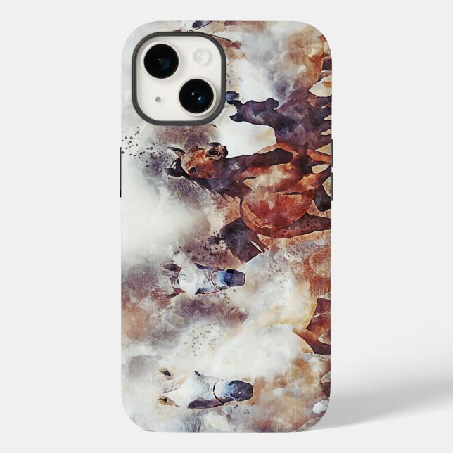 Amazing white and bay horses in a gallop Case-Mate iPhone case (Back)
