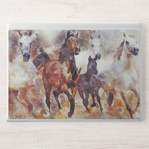 Amazing white and bay horses in a gallop HP laptop skin