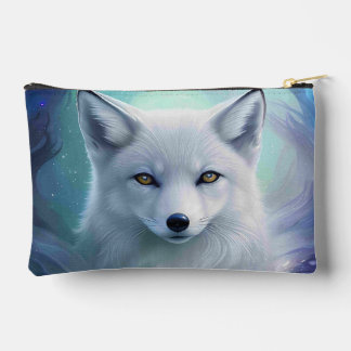 Amazing White Snow Fox on Icy Land Accessory Pouch
