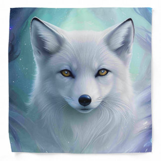 Amazing White Snow Fox on Icy Land Bandana