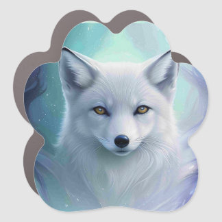 Amazing White Snow Fox on Icy Land Car Magnet