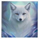 Amazing White Snow Fox on Icy Land Ceramic Tile<br><div class="desc">Beautiful white fur of an Artic snow fox.</div>