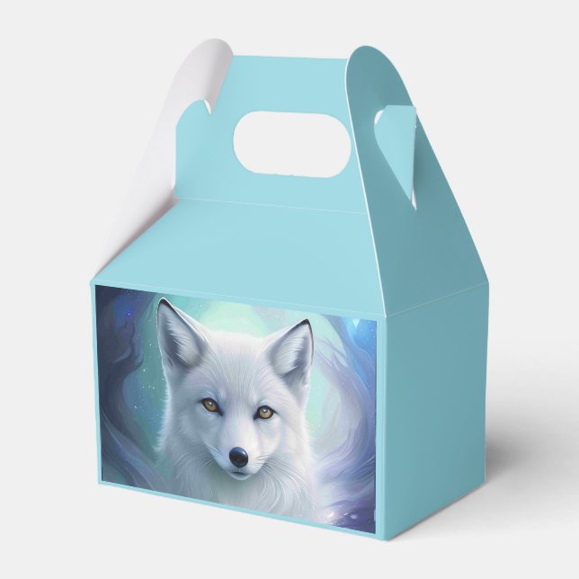 Amazing White Snow Fox on Icy Land Favor Boxes (Front Side)