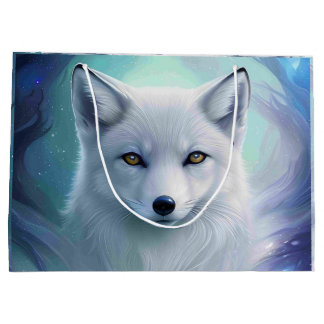 Amazing White Snow Fox on Icy Land Large Gift Bag