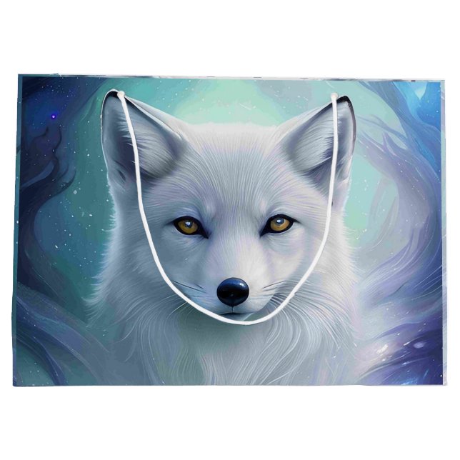 Amazing White Snow Fox on Icy Land Large Gift Bag (Back)