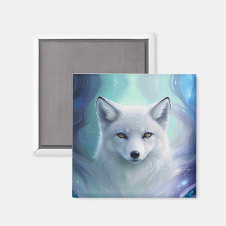 Amazing White Snow Fox on Icy Land Magnet