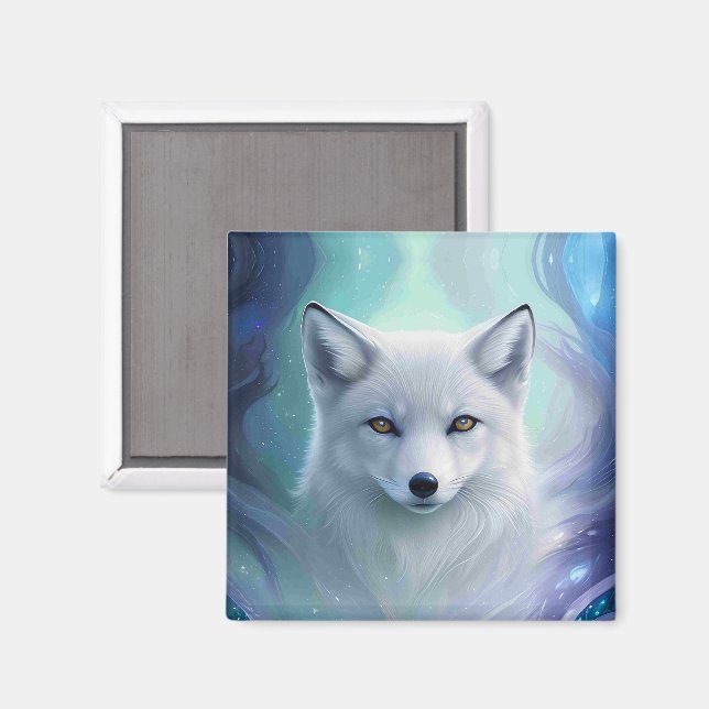 Amazing White Snow Fox on Icy Land Magnet (Front/Back)