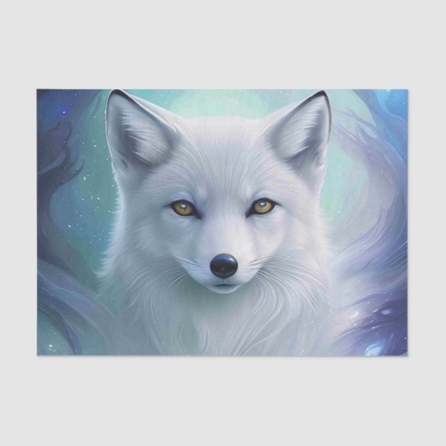 Amazing White Snow Fox on Icy Land Tissue Paper (Front)