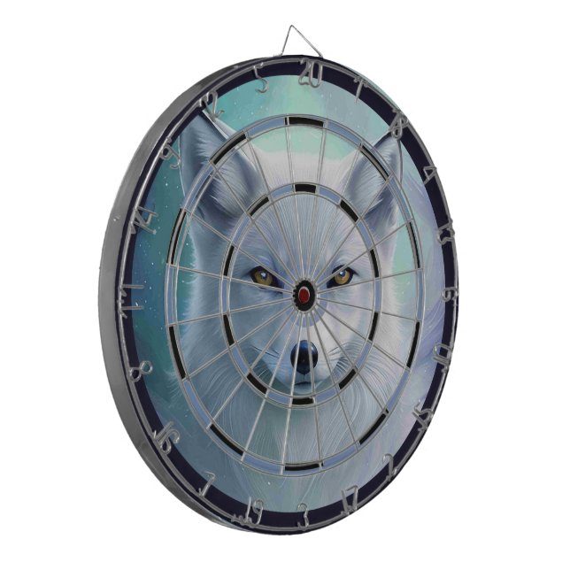 Amazing White Snow Fox Regulation Dart Board (Front Left)