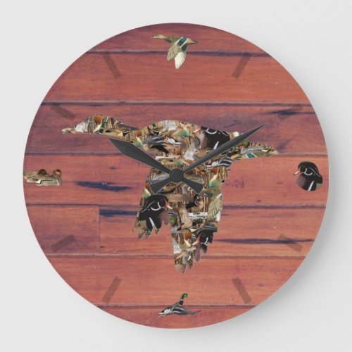 Amazing Wildlife Collage Duck Hunting  Large Clock