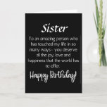 AMAZING WISHES FOR MY **SISTER'S** BIRTHDAY  CARD<br><div class="desc">LET ***YOUR SISTER*** KNOW (LIKE YOU PROBABLY ALWAYS DO) HOW MUCH HE OR SHE MEANS TO YOU ON "HIS OR HER BIRTHDAY" THIS YEAR! AND,  THANK YOU SO MUCH FOR STOPPING BY ONE OF MY EIGHT STORES!!!!</div>