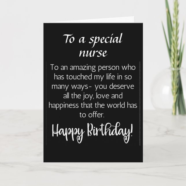 AMAZING WISHES to A SPECIAL *NURSE*  BIRTHDAY Card (Front)