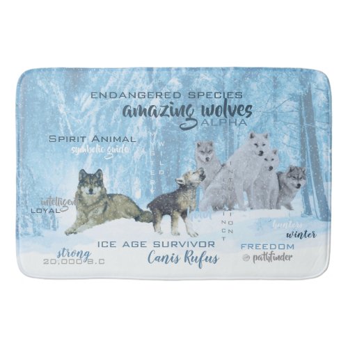 Amazing Wolves Typography  Personalized Bathroom Mat