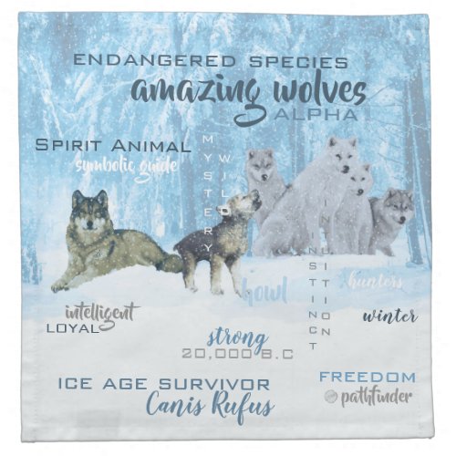 Amazing Wolves Typography  Personalized Cloth Napkin