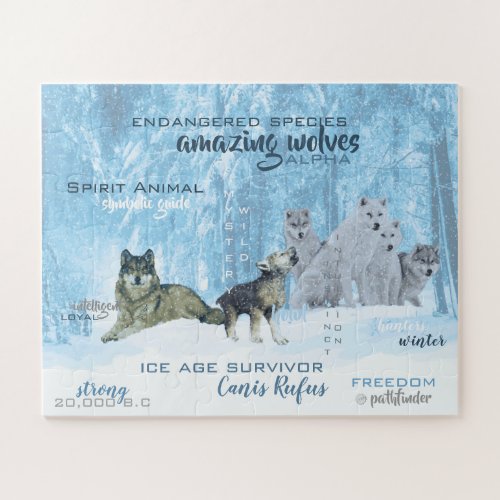 Amazing Wolves Typography  Personalized Jigsaw Puzzle