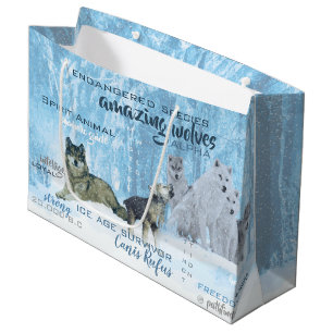 Amazing Wolves Typography Personalized Large Gift Bag