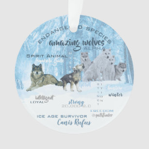 Amazing Wolves Typography Personalized Ornament