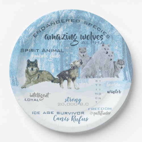 Amazing Wolves Typography  Personalized Paper Plates