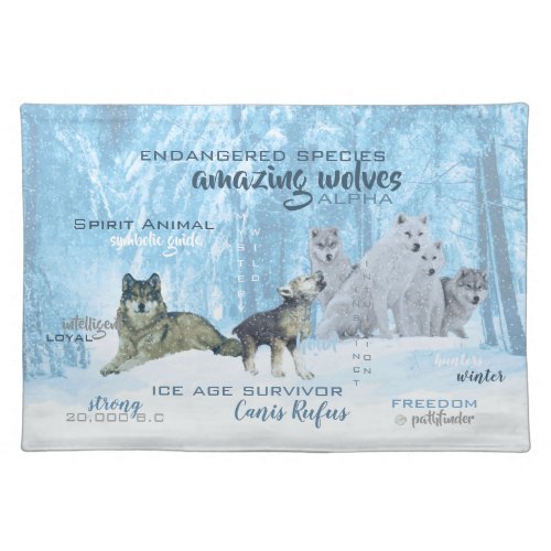Amazing Wolves Typography  Personalized Placemat
