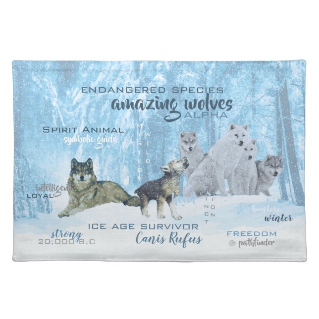 Amazing Wolves Typography | Personalized Placemat (Front)