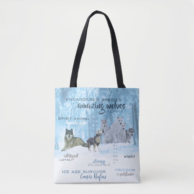 Amazing Wolves Typography | Personalized Tote Bag (Front)