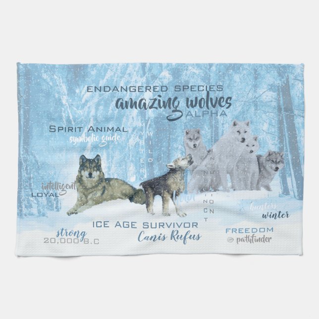 Amazing Wolves Typography | Personalized Towel (Horizontal)