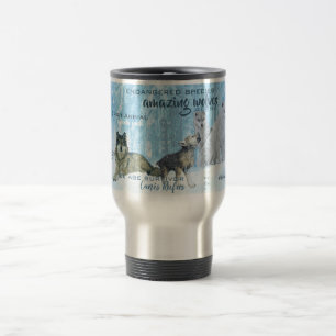 Amazing Wolves Typography   Personalized Travel Mug