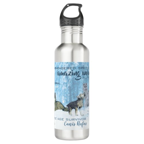 Amazing Wolves Typography  Personalized Water Bottle