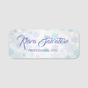 Amazing Wonderful Christmas Blue SNowflake Name Tag