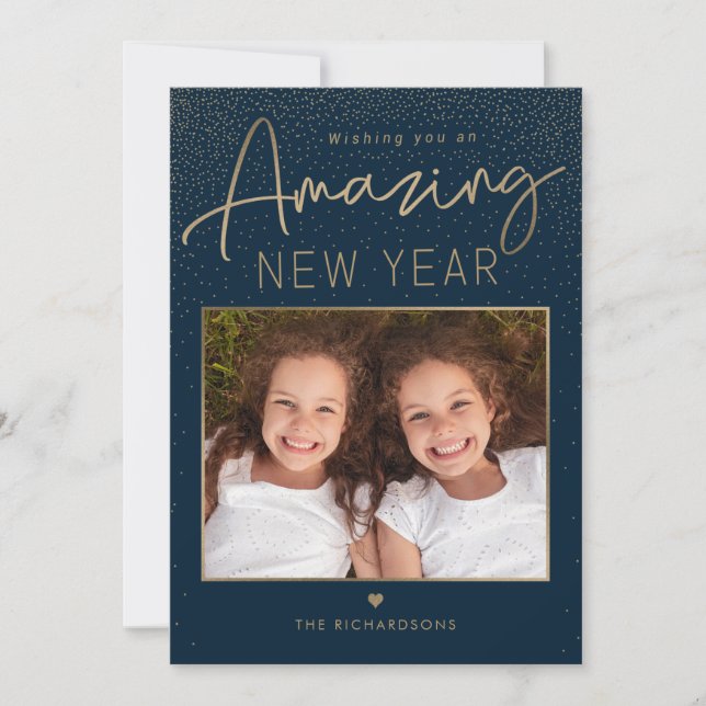 Amazing Year Modern Happy New Year Photo Card (Front)
