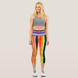 Amazing yellow waist rainbow Capri Leggings