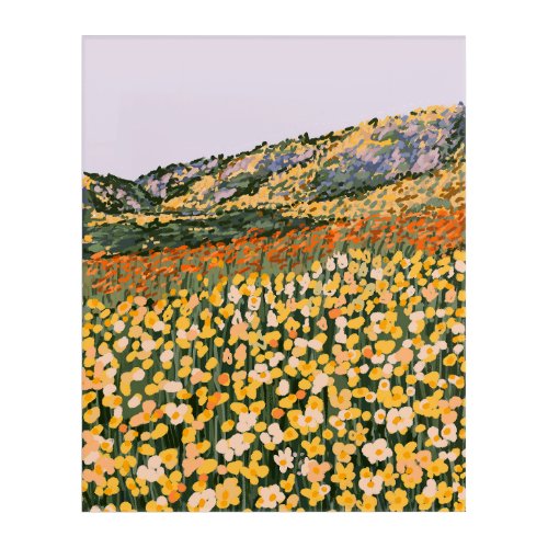 Amazing yellow wildflower field illustration  acrylic print