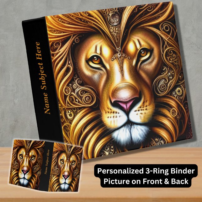 Amazingly Beautiful Golden Lion 3 Ring Binder (Creator Uploaded)