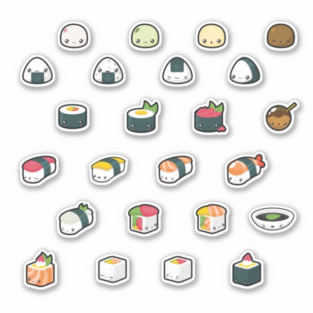 Amazingly Cute Kawaii Sushi Cartoons Sticker (Front)