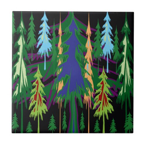Amazon Dense Forest Trees Abstract Art on Gifts Tile