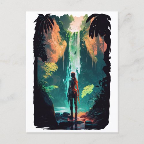 Amazon Girl Neon Jungle Warrior Postcard